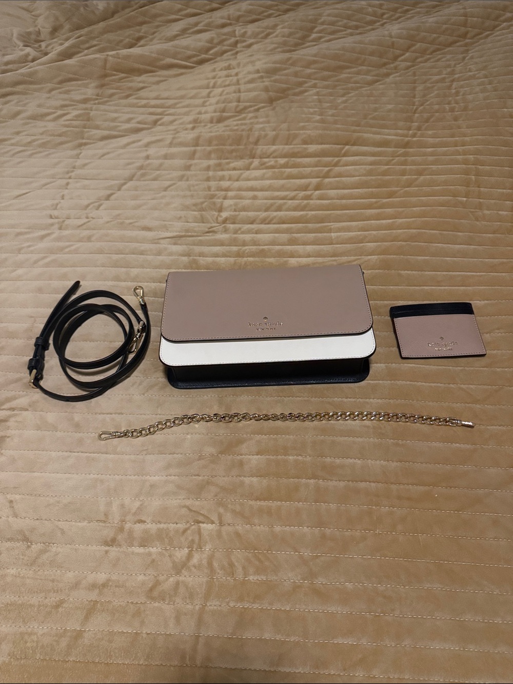 kate spade Blush, White & Black Colorblock Crossbody with Cardholder Set
